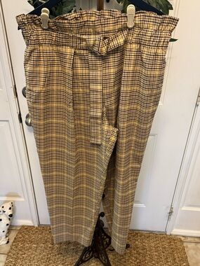 Fabulous Vintage 80s 90s Micro Plaid Pleated Front Tapered Trousers Pants L
